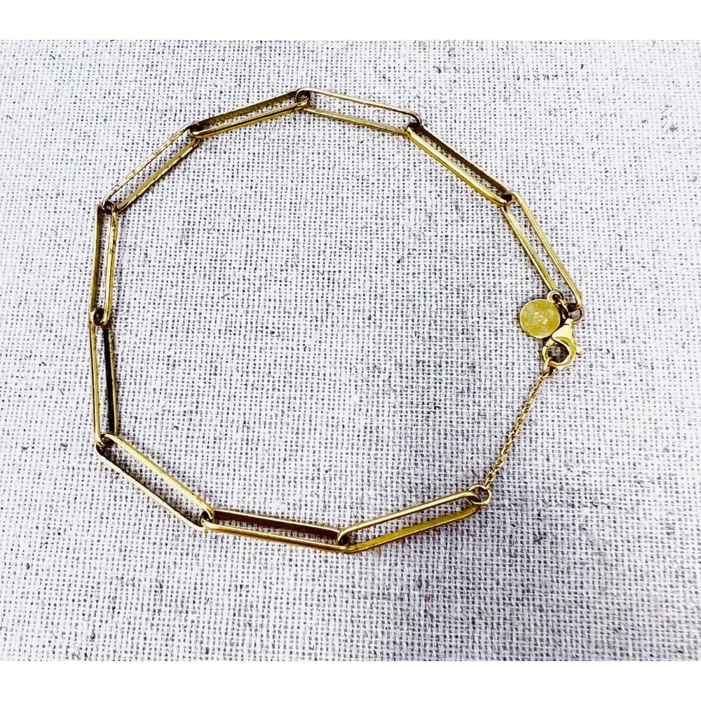 J.Crew Gold Over Sterling Silver Paperclip Link Bracelet 925 Vermeil 7.5 Inch